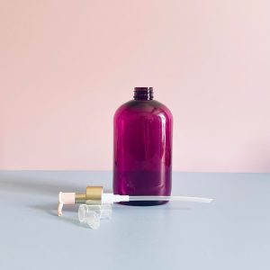 Chai PET tím tròn vòi nhấn nhọn hồng 500ml