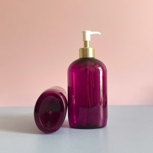Chai PET tím tròn vòi nhấn nhọn trắng 500ml