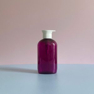 Chai PET tím tròn vòi nhấn dẹp trắng 500ml