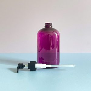 Chai PET tím tròn vòi nhấn sọc đen 500ml