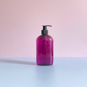 Chai PET tím tròn vòi nhấn sọc đen 500ml