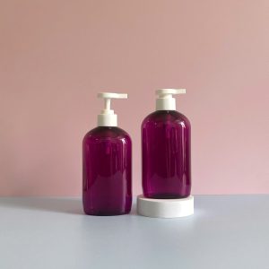 Chai PET tím tròn vòi nhấn trắng nhám 500ml