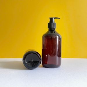 Chai PET nâu đen vòi nhấn đen 350ml 500ml